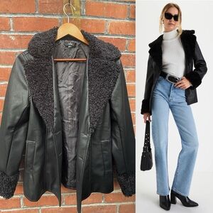 Black Vegan Leather Faux Fur Penny Lane Jacket 🌿